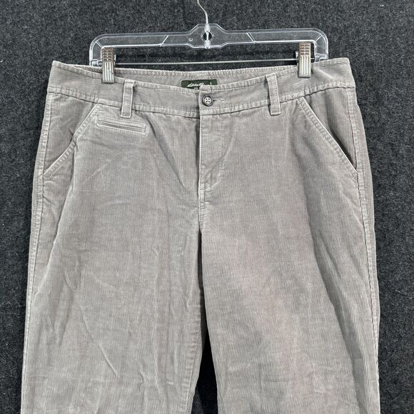 Eddie Bauer Pants Womens 10 Gray Corduroy Wide Leg Casual Stretch Trousers - Picture 2 of 10